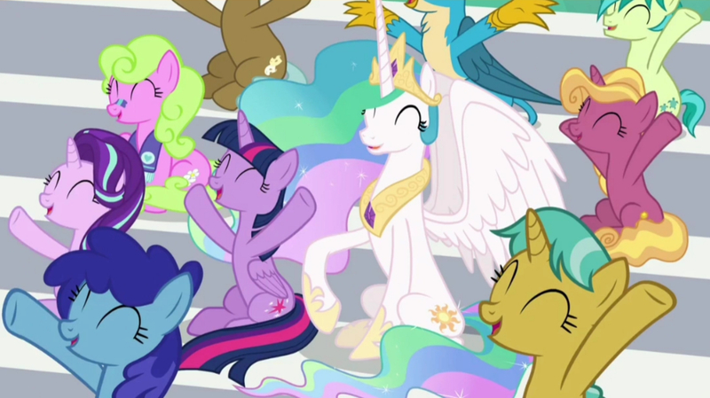 Size: 3421x1920 | Tagged: safe, derpibooru import, screencap, citrine spark, clever musings, cloudburst, daisy, fire flicker, fire quacker, flower wishes, gallus, princess celestia, sandbar, starlight glimmer, twilight sparkle, twilight sparkle (alicorn), alicorn, earth pony, gryphon, pony, unicorn, 2 4 6 greaaat, season 9, spoiler:s09, ^^, crown, cute, cutelestia, eyes closed, female, friendship student, gallabetes, glimmerbetes, image, jewelry, jpeg, male, mare, open mouth, open smile, regalia, sandabetes, smiling, spread wings, stallion, twiabetes, wings