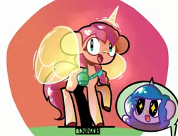 Size: 2600x2000 | Tagged: safe, artist:ronin20181, derpibooru import, izzy moonbow, sunny starscout, alicorn, pony, unicorn, my little pony: a new generation, female, g5, image, jpeg, mare, signature, sunnycorn