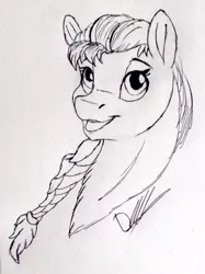 Size: 765x1024 | Tagged: safe, artist:discbreaker100, derpibooru import, sunny starscout, earth pony, pony, my little pony: a new generation, bust, female, g5, image, jpeg, mare, monochrome, sketch, solo, traditional art