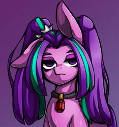 Size: 1240x1323 | Tagged: safe, artist:kyouman1010, derpibooru import, aria blaze, pony, abstract background, cute, gem, image, jewelry, jpeg, looking at you, one ear down, pendant, pigtails, simple background, siren gem, solo