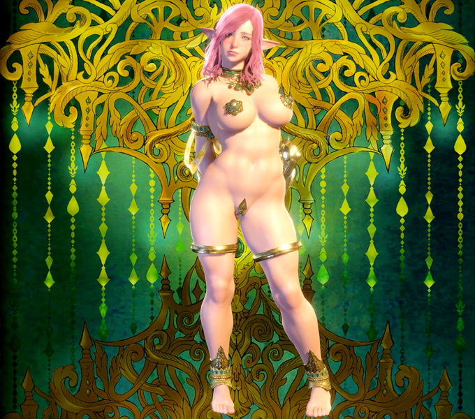 Size: 1632x1440 | Tagged: suggestive, artist:ponycalibur, derpibooru import, fluttershy, human, 3d, arm behind back, barefoot, belly button, breasts, busty fluttershy, elf ears, feet, female, humanized, image, jpeg, looking at you, maebari, pasties, plump, sad, solo, solo female