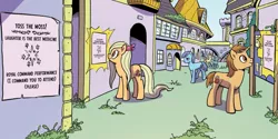 Size: 1361x682 | Tagged: safe, artist:pencils, derpibooru import, idw, unnamed character, earth pony, pony, unicorn, spoiler:comic, spoiler:comic95, background pony, image, png, season 10