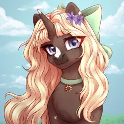 Size: 1500x1500 | Tagged: safe, artist:nika-rain, derpibooru import, oc, unofficial characters only, unicorn, bust, cloud, commission, cute, female, image, png, portrait, sketch, sky, smiling, solo