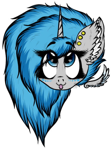 Size: 628x833 | Tagged: safe, artist:beamybutt, derpibooru import, oc, unofficial characters only, alicorn, pony, :p, alicorn oc, bust, ear fluff, ear piercing, eye clipping through hair, eyelashes, female, floating wings, horn, image, mare, piercing, png, simple background, solo, tongue out, transparent background, wings