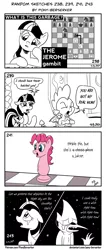 Size: 1320x3112 | Tagged: safe, artist:pony-berserker, derpibooru import, jerome, pinkie pie, spike, twilight sparkle, twilight sparkle (alicorn), alicorn, dragon, pony, aeroplanes and meteor showers, airplanes (song), argument, chess, chess piece, chessboard, crossover, crossover shipping, crying, eyes closed, female, fight, floppy ears, hikaru nakamura, image, jay, knight, male, meme, misleading thumbnail, monochrome, mordecai, mordetwi, night, night sky, objectification, pawn, png, pony-berserker's twitter sketches, redraw mordetwi meme, regular show, shipping, sky, song reference, stars, straight, twilight's castle, winged spike, wings, yelling