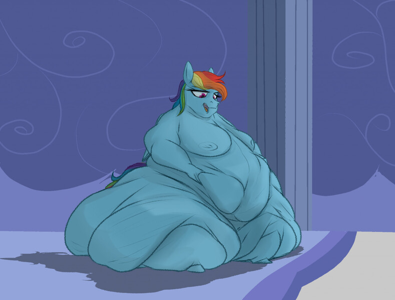 Size: 1280x974 | Tagged: questionable, artist:astr0zone, derpibooru import, rainbow dash, anthro, pegasus, pony, unguligrade anthro, belly, belly grab, big belly, bingo wings, bottom heavy, breasts, busty rainbow dash, chubby cheeks, double chin, fat, fat boobs, female, image, impossibly large thighs, impossibly wide hips, jpeg, looking at self, looking down, mare, morbidly obese, nipples, nudity, obese, open mouth, rainblob dash, rolls of fat, saggy, solo, solo female, squishy belly, thighs, thunder thighs, wide hips