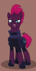 Size: 1024x1997 | Tagged: safe, artist:banquo0, derpibooru import, tempest shadow, pony, unicorn, angry, armor, broken horn, cyclone shade, eye scar, horn, image, jpeg, male, rule 63, scar, simple background, solo, yelling