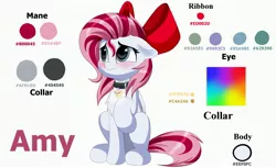 Size: 3500x2143 | Tagged: safe, artist:joaothejohn, derpibooru import, oc, oc:amy, unofficial characters only, pegasus, pony, fanfic, blushing, bow, collar, cute, fanfic art, full body, hair bow, image, jpeg, missing cutie mark, pet, pony driland, reference, reference sheet, ribbon, simple background, solo, white background, wings