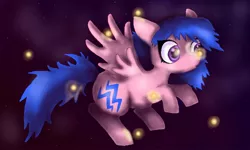 Size: 800x480 | Tagged: safe, artist:strutenel, derpibooru import, firefly, firefly (insect), insect, pegasus, pony, female, flying, g1, g1 to g4, generation leap, image, jpeg, night, solo