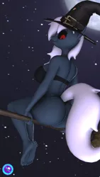 Size: 2160x3840 | Tagged: semi-grimdark, suggestive, artist:pootanger_sfm, derpibooru import, oc, oc:azure rose, unofficial characters only, anthro, earth pony, plantigrade anthro, 3d, anthro oc, barefoot, big breasts, breasts, broom, butt, clothes, commission, costume, earth pony oc, feet, female, flying, flying broomstick, halloween, halloween costume, hat, high res, holiday, horn, image, large butt, looking at you, looking back, looking back at you, looking down, looking over shoulder, moon, night, png, rear view, smiling, smiling at you, soles, solo, solo female, source filmmaker, witch, witch hat, ych result