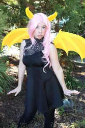 Size: 2000x3000 | Tagged: safe, artist:skyfairystarling, derpibooru import, fluttershy, bat pony, human, bat ponified, clothes, cosplay, costume, flutterbat, image, irl, irl human, jpeg, nekocon, pantyhose, photo, race swap