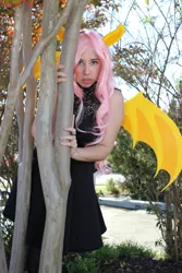 Size: 2000x3000 | Tagged: safe, artist:skyfairystarling, derpibooru import, fluttershy, bat pony, human, bat ponified, clothes, cosplay, costume, flutterbat, image, irl, irl human, jpeg, nekocon, photo, race swap, tree