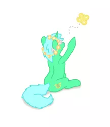 Size: 1056x1222 | Tagged: safe, artist:neccanon, lyra heartstrings, butterfly, insect, pony, unicorn, butt, cute, image, plot, png, pretty, solo