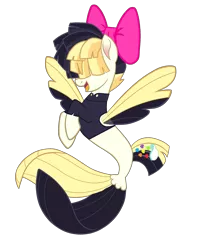 Size: 2009x2517 | Tagged: safe, artist:princessstar2000, derpibooru import, songbird serenade, pegasus, seapony (g4), my little pony: the movie, clothes, dorsal fin, female, fins, fin wings, fish tail, flowing tail, image, open mouth, png, ribbon, seaponified, simple background, smiling, solo, species swap, tail, transparent background, wings