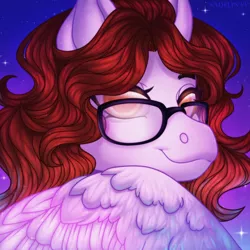 Size: 900x900 | Tagged: safe, artist:sadelinav, derpibooru import, oc, oc:neon night, alicorn, pony, female, glasses, image, jpeg, mare, solo