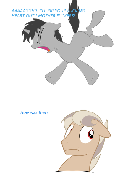 Size: 2071x2871 | Tagged: safe, artist:darkstorm619, derpibooru import, oc, oc:dossier, oc:terminal velocity, pegasus, pony, unicorn, awkward silence, derpibooru exclusive, duo, image, png, scared, screaming, shocked, vulgar