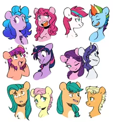 Size: 3244x3495 | Tagged: safe, artist:chub-wub, derpibooru import, applejack, fluttershy, hitch trailblazer, izzy moonbow, pinkie pie, pipp petals, rainbow dash, rarity, sunny starscout, twilight sparkle, twilight sparkle (alicorn), zipp storm, alicorn, earth pony, pegasus, pony, unicorn, my little pony: a new generation, spoiler:my little pony: a new generation, alternate hairstyle, cute, female, g4 to g5, g5, image, jpeg, mane five (g5), mane six, mane swap, mare, simple background, white background