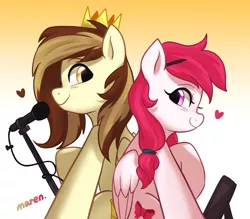 Size: 3294x2890 | Tagged: safe, artist:maren, derpibooru import, oc, oc:manta, oc:prince whateverer, unofficial characters only, pegasus, pony, heart, image, microphone, microphone stand, pegasus oc, png, wings