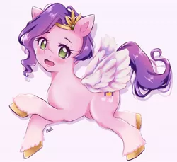 Size: 1977x1813 | Tagged: safe, artist:moh_mlp2, derpibooru import, pipp petals, pony, my little pony: a new generation, spoiler:my little pony: a new generation, blushing, flying, g5, image, jpeg, open mouth, simple background, white background