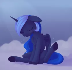 Size: 1248x1210 | Tagged: safe, artist:dusthiel, derpibooru import, princess luna, alicorn, pony, chest fluff, drool, eyes closed, image, png, ponytober, sitting, sleeping, solo