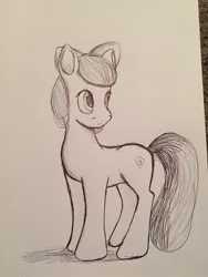 Size: 1536x2048 | Tagged: safe, artist:abbyisatabby, derpibooru import, apple bloom, earth pony, pony, female, filly, image, inktober, inktober 2018, jpeg, solo