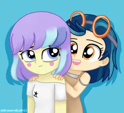 Size: 1150x1050 | Tagged: safe, artist:miranuraisah123, derpibooru import, indigo zap, supernova zap, equestria girls, alternate clothes, female, headcanon, image, png, siblings, simple background, sisters, younger