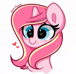 Size: 911x889 | Tagged: safe, artist:kittyrosie, derpibooru import, oc, oc:rosa flame, unofficial characters only, pony, unicorn, blushing, chest fluff, cute, heart, heart eyes, image, jpeg, ocbetes, smiling, solo, wingding eyes