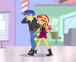 Size: 1152x937 | Tagged: safe, derpibooru import, edit, edited screencap, screencap, flash sentry, sunset shimmer, do it for the ponygram!, equestria girls, equestria girls series, spoiler:eqg series (season 2), cropped, date, female, flashimmer, image, male, png, shipping, straight
