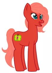 Size: 623x885 | Tagged: safe, artist:wildnature03, derpibooru import, oc, oc:apple crisp, unofficial characters only, earth pony, pony, earth pony oc, female, image, jpeg, mare, offspring, parent:big macintosh, parent:fluttershy, parents:fluttermac, simple background, smiling, solo, teenager, white background