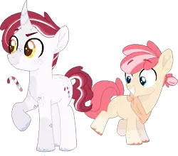 Size: 509x447 | Tagged: safe, artist:rickysocks, derpibooru import, oc, oc:cameo dazzle, oc:candy cane, earth pony, pony, unicorn, brothers, colt, image, magical lesbian spawn, male, offspring, parent:apple bloom, parent:diamond tiara, parents:diamondbloom, png, siblings, simple background, transparent background