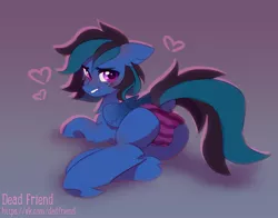 Size: 2560x2005 | Tagged: suggestive, artist:dedfriend, derpibooru import, pegasus, pony, butt, clothes, cute, cute little fangs, dock, fangs, gradient background, heart, image, jpeg, looking at you, looking back, looking back at you, male, panties, plot, solo, solo male, stallion, tail, underwear