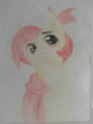 Size: 3120x4160 | Tagged: safe, artist:syntriax, derpibooru import, oc, oc:candy rain, pony, clothes, female, high res, image, jpeg, mare, multicolored mane, scarf, solo, thinking, traditional art