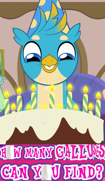 Size: 463x795 | Tagged: safe, artist:queencold, derpibooru import, editor:horsesplease, gallus, birthday cake, cake, candle, caption, egg, expand dong, exploitable meme, food, fridge horror, gallus the rooster, image, image macro, meme, png, text