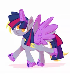Size: 2010x2115 | Tagged: safe, artist:noupu, derpibooru import, derpy hooves, pegasus, pony, alicorn costume, clothes, colored pupils, costume, fake horn, fake wings, image, jpeg, nightmare night costume, simple background, solo, toilet paper roll, toilet paper roll horn, twilight muffins, white background, wig