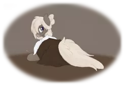 Size: 1946x1348 | Tagged: safe, artist:ahorseofcourse, derpibooru import, oc, oc:bundle up, unofficial characters only, earth pony, pony, taiga pony, cloak, clothes, image, lying down, png, prone, simple background, smiling, solo, transparent background