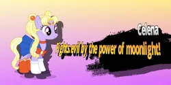 Size: 2160x1080 | Tagged: safe, artist:pagiepoppie12345, derpibooru import, celena, earth pony, pony, image, magical pony, meme, png, sailor moon, smiling, super smash bros.