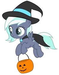 Size: 2750x3480 | Tagged: safe, artist:strategypony, derpibooru import, oc, oc:selene star, unofficial characters only, pegasus, pony, cape, clothes, costume, female, filly, flying, halloween, halloween costume, hat, holiday, image, jack-o-lantern, png, ponytober, pumpkin, simple background, transparent background, trick or treat, two toned mane, witch costume, witch hat