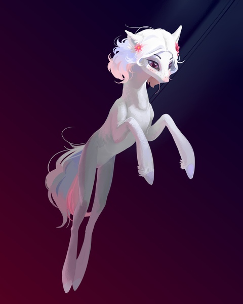 Size: 1728x2160 | Tagged: safe, artist:yanisfucker, derpibooru import, oc, unofficial characters only, earth pony, pony, abstract background, female, flower, flower in hair, freckles, gradient background, image, jpeg, jumping, mare, solo
