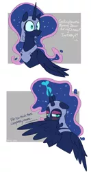 Size: 2124x4000 | Tagged: safe, artist:icey, derpibooru import, nightmare moon, alicorn, pony, blushing, image, nightmare night, pickup lines, png, text