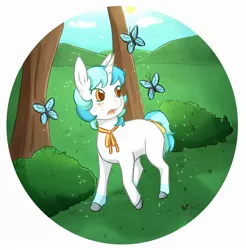 Size: 2098x2131 | Tagged: safe, artist:foxhatart, derpibooru import, oc, oc:teal, butterfly, insect, pony, unicorn, image, jpeg, male, partial background, solo, stallion, tree