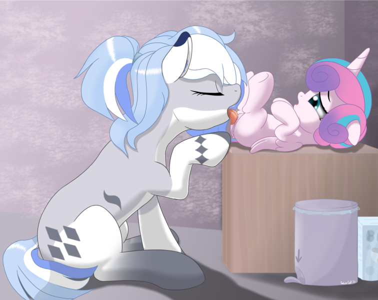 Size: 4014x3186 | Tagged: explicit, artist:salemcat, banned from derpibooru, deleted from derpibooru, derpibooru import, princess flurry heart, oc, oc:lynxie, alicorn, earth pony, pony, age difference, anatomically correct, anus, baby, baby pony, babycon, cunnilingus, dock, female, filly, foalcon, image, lesbian, nudity, oral, png, sex, tail, underage, vulva
