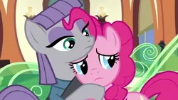 Size: 1280x720 | Tagged: safe, derpibooru import, screencap, maud pie, pinkie pie, earth pony, pony, maud pie (episode), season 4, cute, duo, duo female, female, hug, image, pie sisters, png, sad, sadorable, siblings, sisters