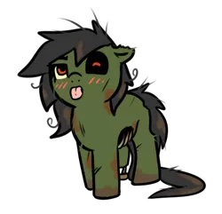 Size: 481x463 | Tagged: safe, artist:neuro, derpibooru import, oc, oc:anonfilly, unofficial characters only, earth pony, pony, undead, zombie, zombie pony, adoracreepy, blushing, creepy, cute, female, filly, halloween, holiday, image, png, simple background, solo, tongue out, transparent background