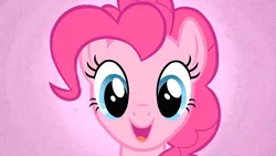 Size: 1280x720 | Tagged: safe, derpibooru import, screencap, pinkie pie, earth pony, pony, bats!, season 4, amused, close-up, happy, image, pinkie pie is amused, png, solo