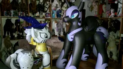 Size: 4576x2574 | Tagged: safe, artist:arniemkii, derpibooru import, nightmare moon, zecora, alicorn, inflatable pony, pony, unicorn, zebra, bootleg, hongyi, image, inflatable, inflatable toy, jpeg, nightmare night, photo