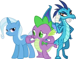 Size: 1280x995 | Tagged: safe, artist:davidsfire, artist:memnoch, artist:uxyd, derpibooru import, princess ember, spike, trixie, emberspike, female, image, male, png, shipping, simple background, spike gets all the mares, spixie, straight, transparent background
