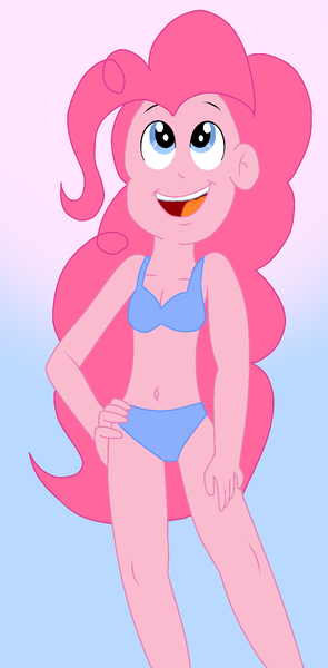 Size: 700x1425 | Tagged: suggestive, artist:clovershroom, derpibooru import, pinkie pie, equestria girls, blue underwear, bra, breasts, clothes, image, panties, png, underwear