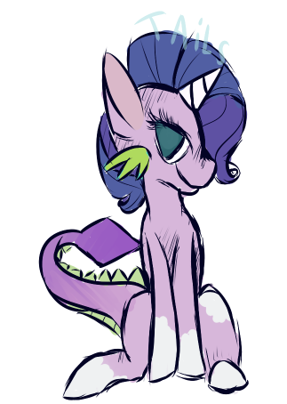 Size: 323x454 | Tagged: safe, artist:explicitlydone, derpibooru import, oc, oc:rhinestone, dracony, hybrid, pony, unicorn, coat markings, female, filly, image, interspecies offspring, offspring, parent:rarity, parent:spike, parents:sparity, png, simple background, socks (coat marking), solo, white background