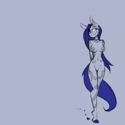 Size: 1000x1000 | Tagged: suggestive, artist:lil miss jay, derpibooru import, oc, oc:wishy washy, unofficial characters only, anthro, bodypaint, breasts, derpibooru exclusive, exhibitionism, image, jpeg, sketch, small breasts, smiling, solo