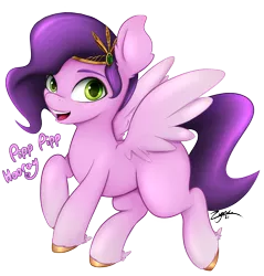 Size: 1951x2040 | Tagged: safe, artist:zyncrus, derpibooru import, pipp petals, pegasus, pony, my little pony: a new generation, spoiler:my little pony: a new generation, ear fluff, female, g5, image, jewelry, mare, pipp pipp hooray, png, solo, solo female, tiara, wings